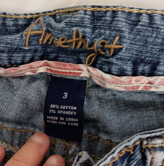 2/$30 Amethyst Jeans Blue Distressed Thrash Denim Booty Summer Shorts (#70) - Picture 2 of 6